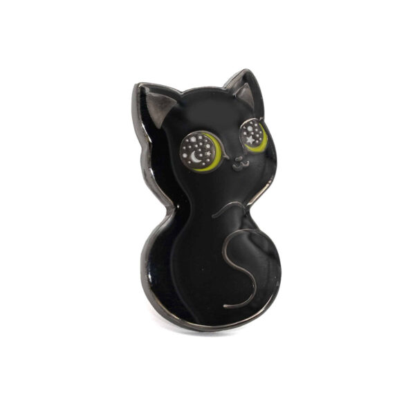 Black Cat Starry Eyes Enamel Pin