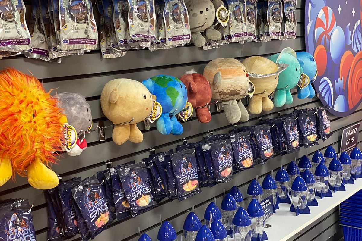 Assorted plushes and candy