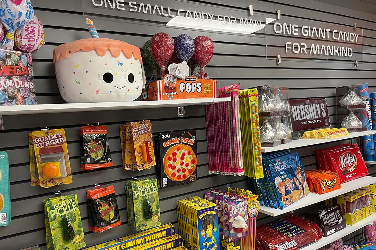 Wall of giant candy and gummy candy
