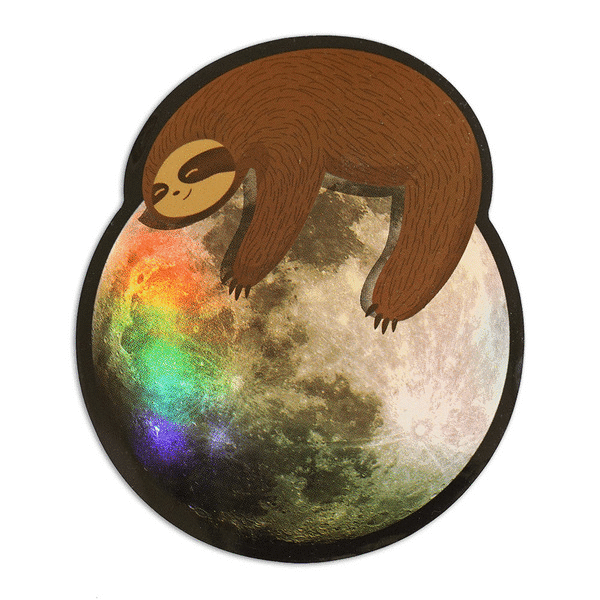 Sloth on the Moon Holographic Sticker
